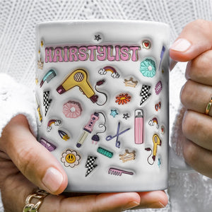 Custom 3D Inflated Effect Mug, Birthday Gift for Hair Dresser, Gift for Friend, Inflated Effect Printed Mug