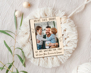 Personalized Dad Picture Frame Car Visor Clip, Drive Safe Daddy Car Visor Clip, Dad Gift from Kids, Father's Day Gift from Daughter