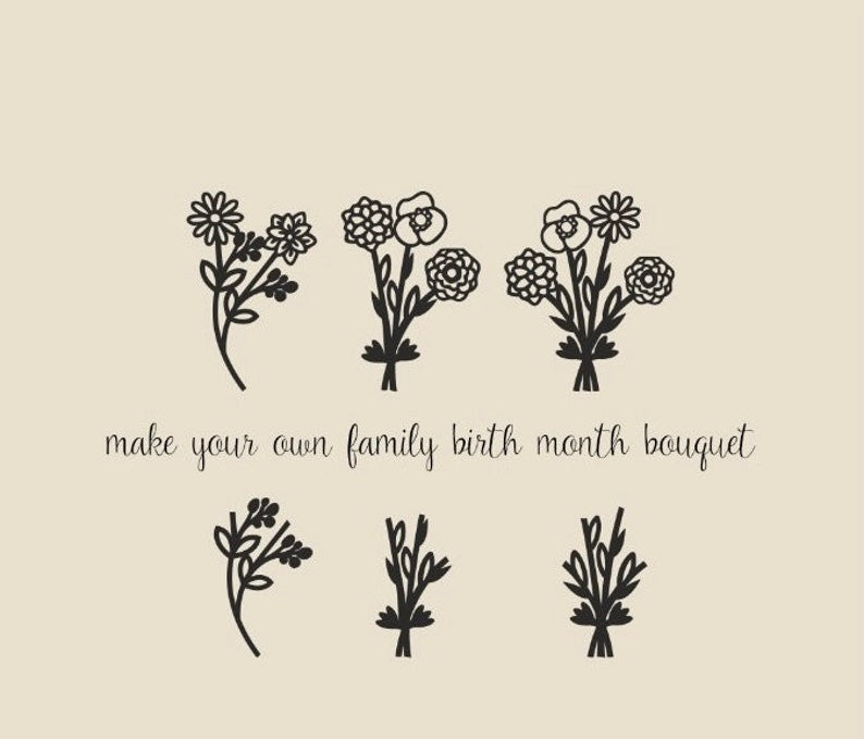 Birth Flower Bouquet Necklace: Personalized Multiple Birth Flower Bouquet Necklace, Personalized Gift, Birth flower Family Gift, Mothers Day Gifts