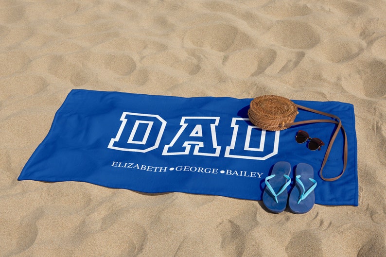 Custom Grandpa Dad Papa Beach Towel, Birthday Gift For Grandpa Papaw, Gift for Daddy, Grandkids Name Papa Dad Pool Towel