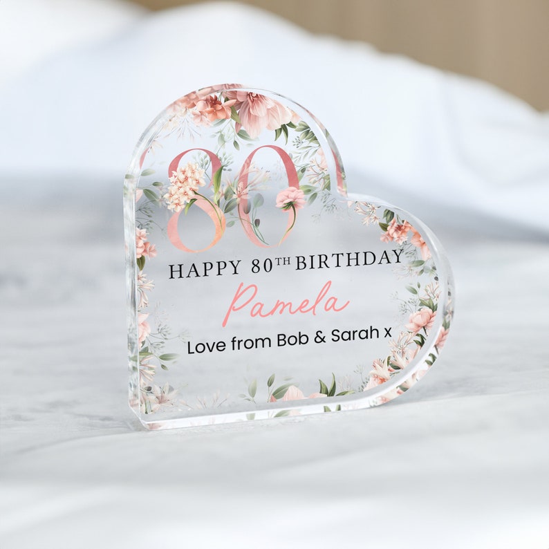 Personalised Happy 80th Birthday Gift Plaque, Birthday Gift For Nan Grandma Mum, 80th Birthday Gifts, Floral 80th Gift, Gifts for Her