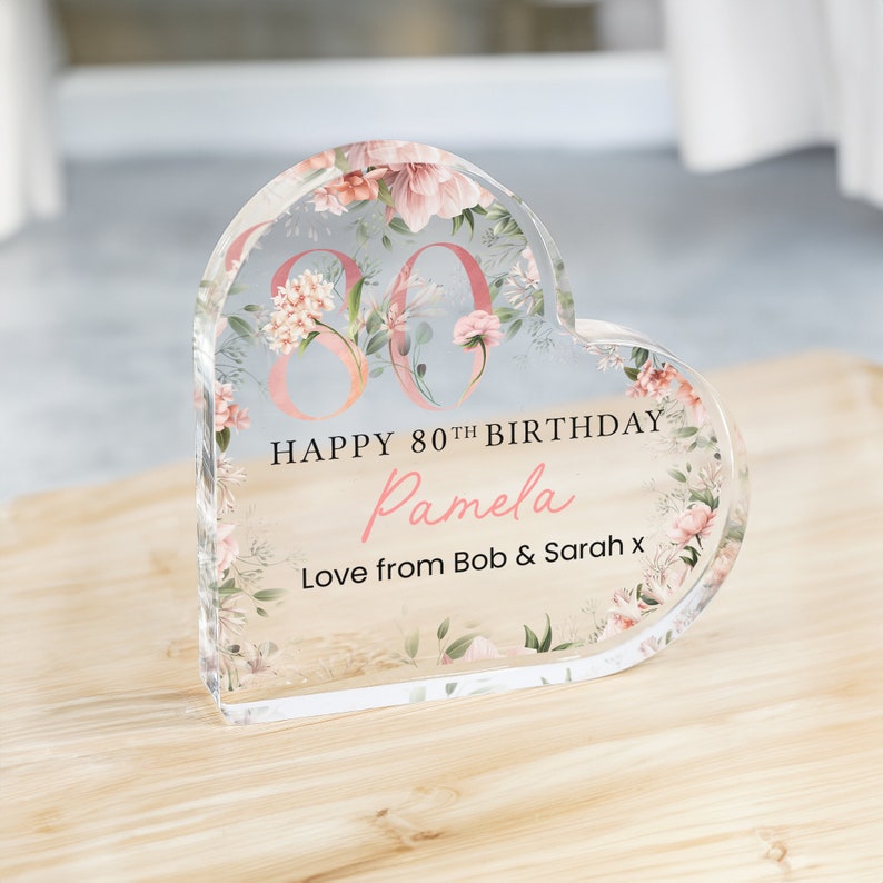 Personalised Happy 80th Birthday Gift Plaque, Birthday Gift For Nan Grandma Mum, 80th Birthday Gifts, Floral 80th Gift, Gifts for Her