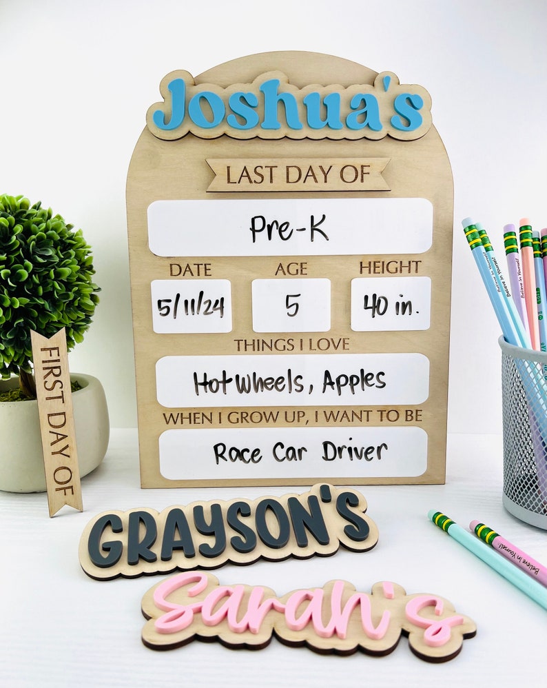 First Day of School Sign, Personalized Back to School Sign, Homeschool, Custom Reusable School Sign, Back to School Photo Prop, Last Day of