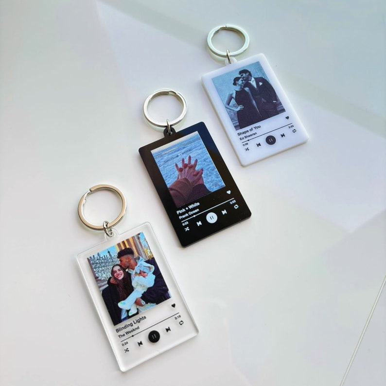 Personalized Song Keychain, Custom Photo Keychain, Music Keychain, Unique Gifts for Her, Album Keychain, Gift for Couple, Song Keyring