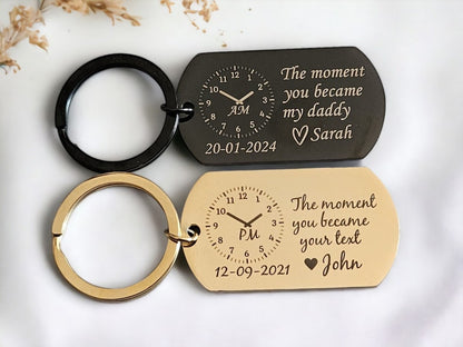 The Moment You Became My Daddy Keychain First Dad New Dad Keychain New Mummy Keychain Personalised Gift Baby Shower Gift New Born Baby Gift