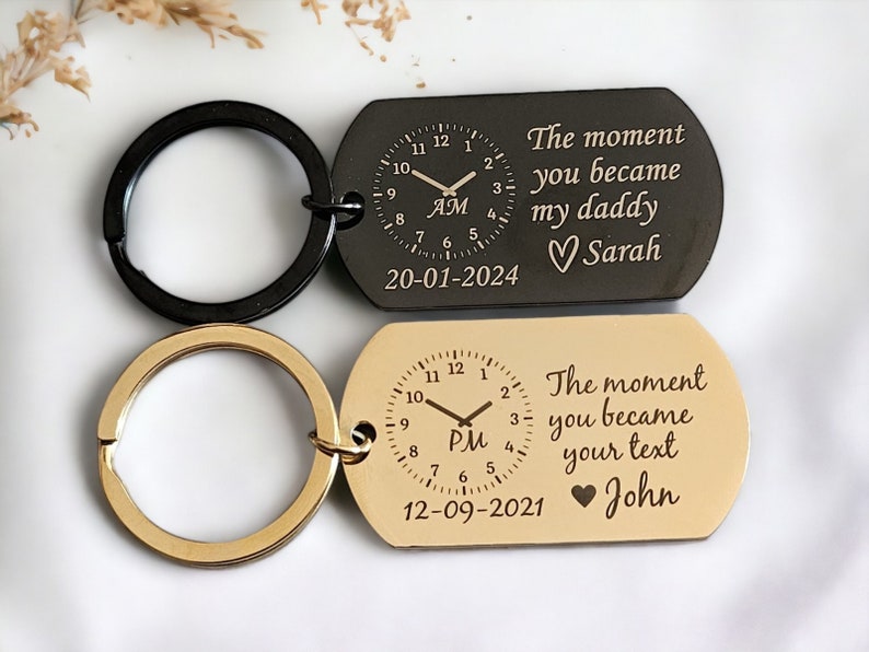 The Moment You Became My Daddy Keychain First Dad New Dad Keychain New Mummy Keychain Personalised Gift Baby Shower Gift New Born Baby Gift