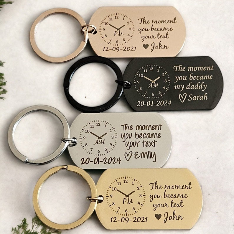 The Moment You Became My Daddy Keychain First Dad New Dad Keychain New Mummy Keychain Personalised Gift Baby Shower Gift New Born Baby Gift