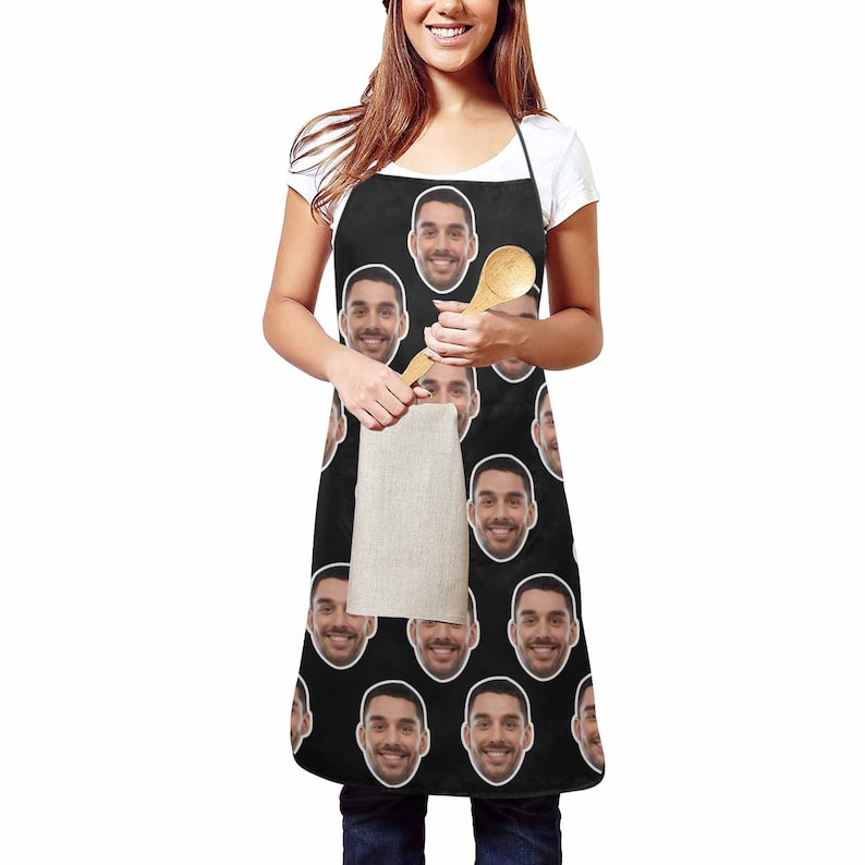 Personalized Faces Apron, Custom Photo Apron for Women Men, Custom Picture Chef , Funny Crazy Face Apron, Kitchen Cooking Gift for Her/Him
