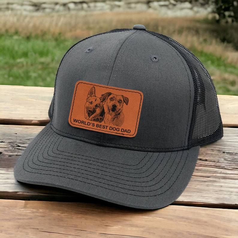 Custom Dog Dad Trucker Hat Leather Patch - Personalized Father's Day Gift for Dog Lovers