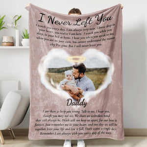 Personalized I Never Left You Memorial Blanket, Memorial Photo Blanket, Loss Of Loved One Blanket Gifs, Sympathy Blanket, In Heaven Blanket