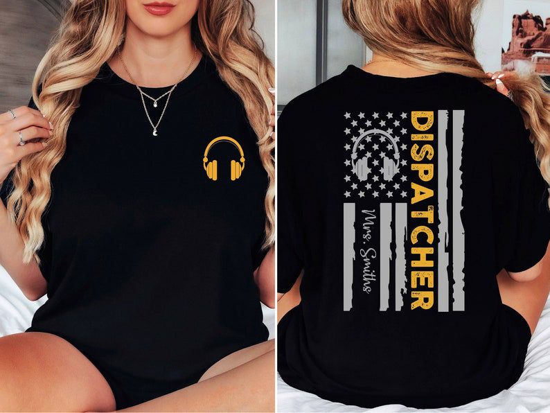 Dispatcher Appreciation Gift T-Shirt, Custom Dispatcher Shirt, 911 Dispatcher Sweatshirt, Emergency First Responder Tee, American Flag Shirt