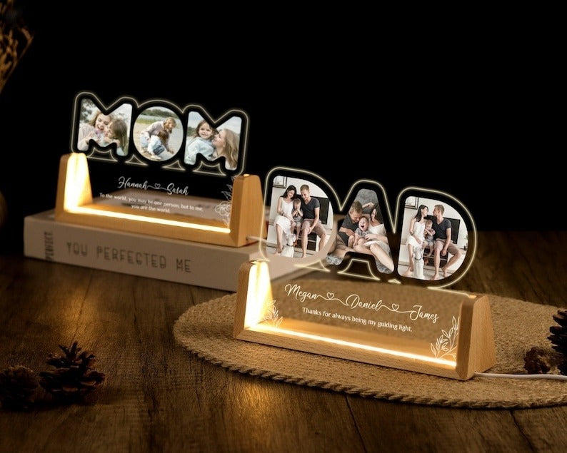 Personalized Photo Night Light - Gifts for Dad, Father's Day Gifts, Custom Acrylic, Name Light, Gifts from Daughter, Best Dad Ever
