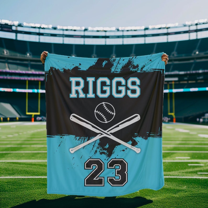 Personalized Hooded Baseball Blanket with Name and Number, Boys Team Player Blanket with Hood, Custom Sports Team High School Grad Gift