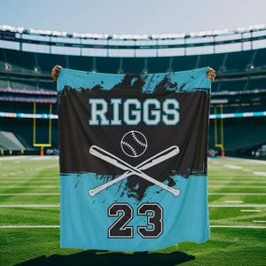 Personalized Hooded Baseball Blanket with Name and Number, Boys Team Player Blanket with Hood, Custom Sports Team High School Grad Gift