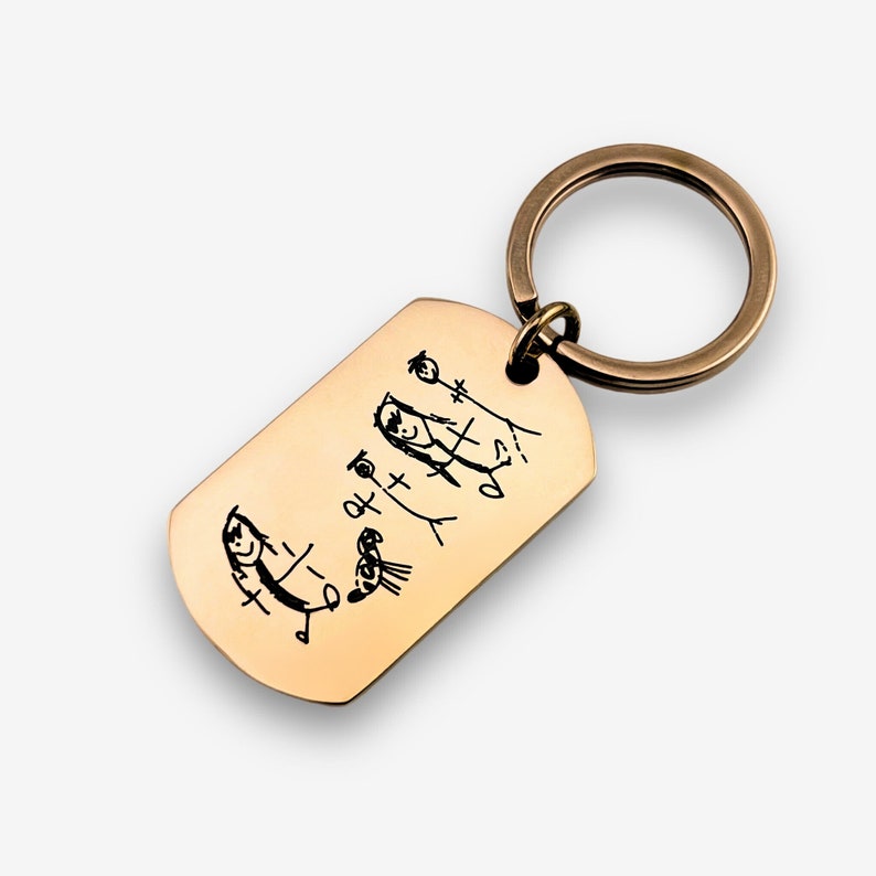 Custom Children's Drawing Stainless Keychain | Actual Kids Drawing | Childs Painting