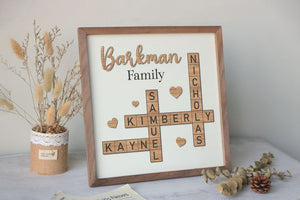 Personalized Family Name Sign, Crossword Scrabble Wooden Sign, Custom Family Letter Tile, Name Puzzle, Last Name Sign, Best Friend Gifts