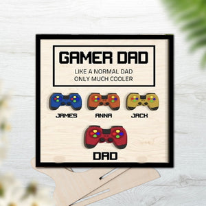 Personalized Dad Wooden Plaque, Custom Kid's Names Gamer Wooden Sign, Gaming Hand Play Wood Sign, Father's Day Gift for Dad/ Grandpa/ Him