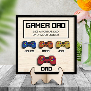 Personalized Dad Wooden Plaque, Custom Kid's Names Gamer Wooden Sign, Gaming Hand Play Wood Sign, Father's Day Gift for Dad/ Grandpa/ Him