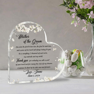 Personalized Mother of the Groom Gift, Mother In Law Heart Plaque ,Gift from Bride, Wedding Keepsake Gifts for Mother of the Groom