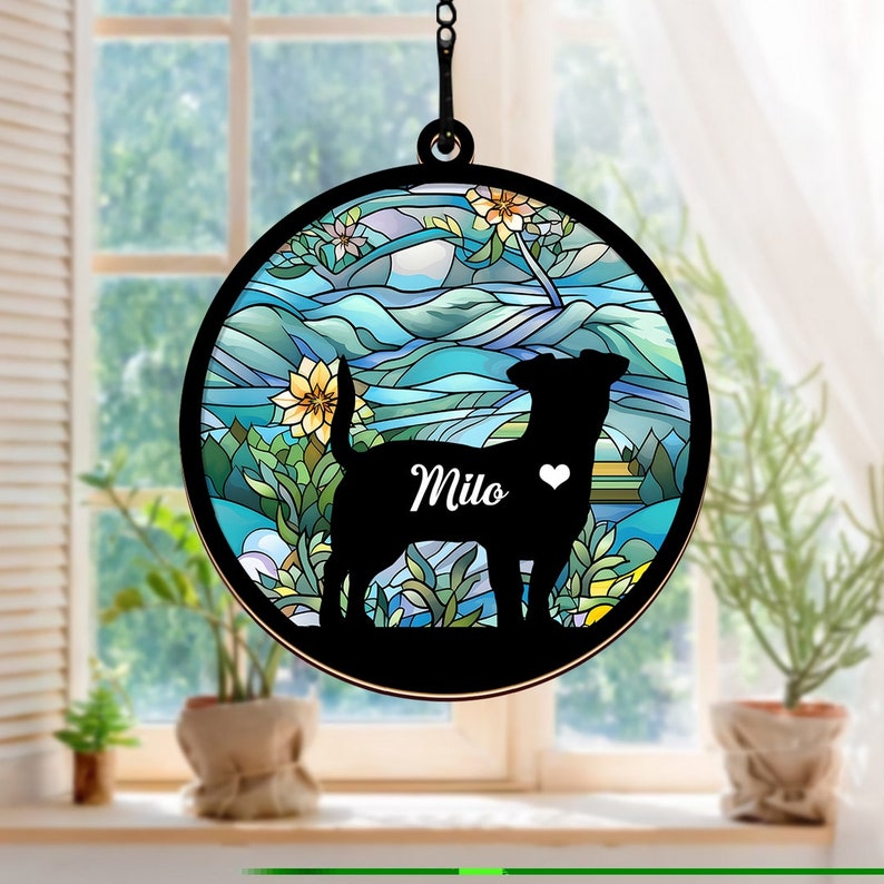 Personalized Dog Memorial Suncatcher, Dog Memorial Ornament, Custom Dog Loss Ornament,Dog Angel Suncatcher,Dog Memorial Gift, Dog Lover Gift
