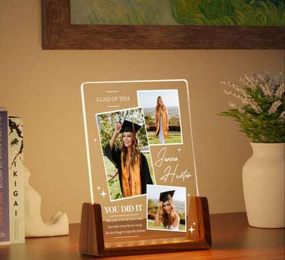 Personalized Night Light Graduates Plaque, Graduate Frame Picture Gifts, Gifts for Graduate, Seniors, Highschool, College Gift