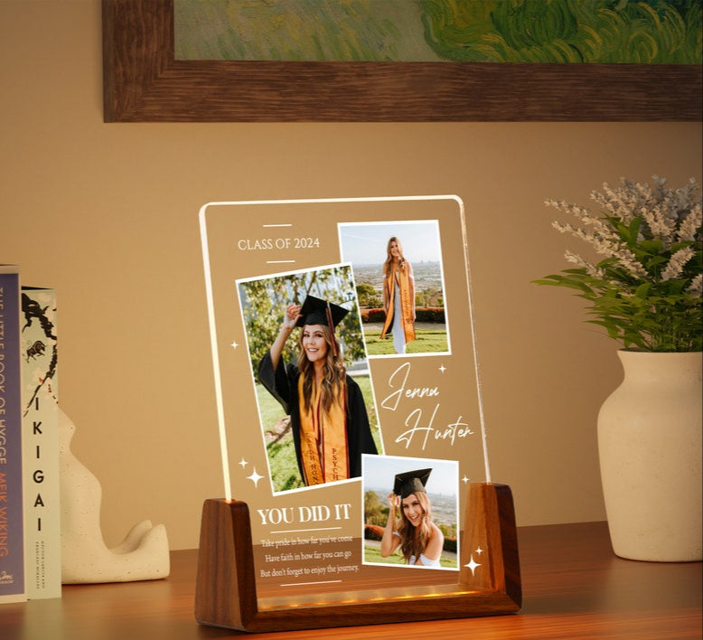 Personalized Night Light Graduates Plaque, Graduate Frame Picture Gifts, Gifts for Graduate, Seniors, Highschool, College Gift