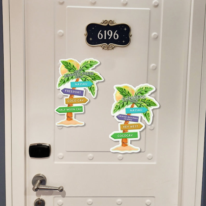 Cruise Door Magnets Sign Tropical Direction | Personalized Royal Caribbean Norwegian Celebrity Cruise Door Magnets | Cruise Gift Idea