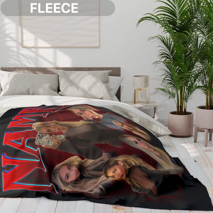 Custom Blanket With Text Photo Personalized Picture Blanket Custom Sherpa Blanket Blanket with Custom Photo & Text Custom Wedding Birthday Bootleg Blanket