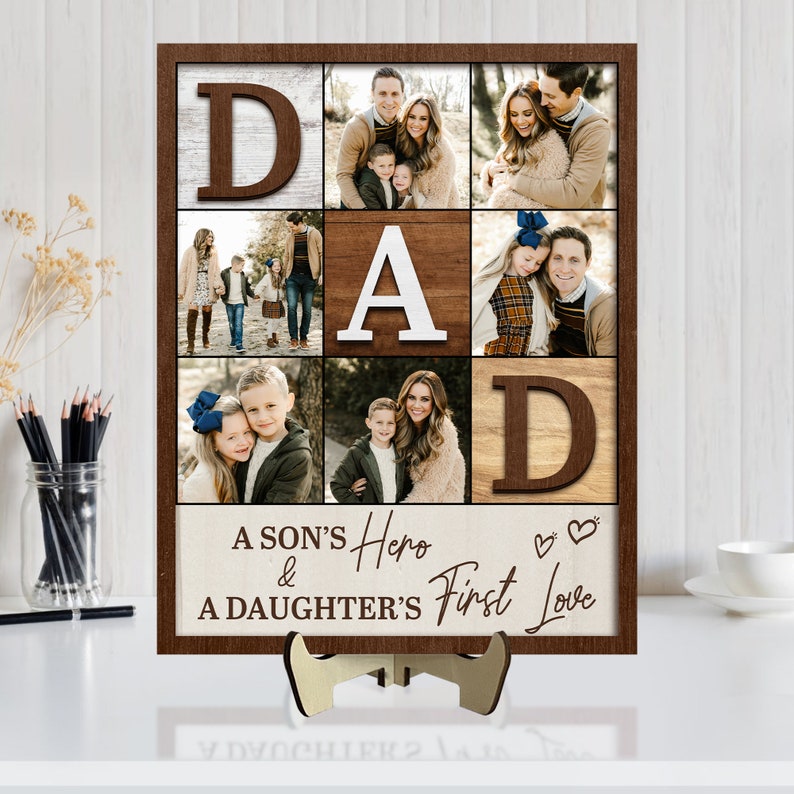 Custom First Dad Now Grandpa Wood Plaque, Personalized Dad and Kids Fist Bump With Name Wood Sign, Father's Day Gift, Dad Gift, Grandpa Gift