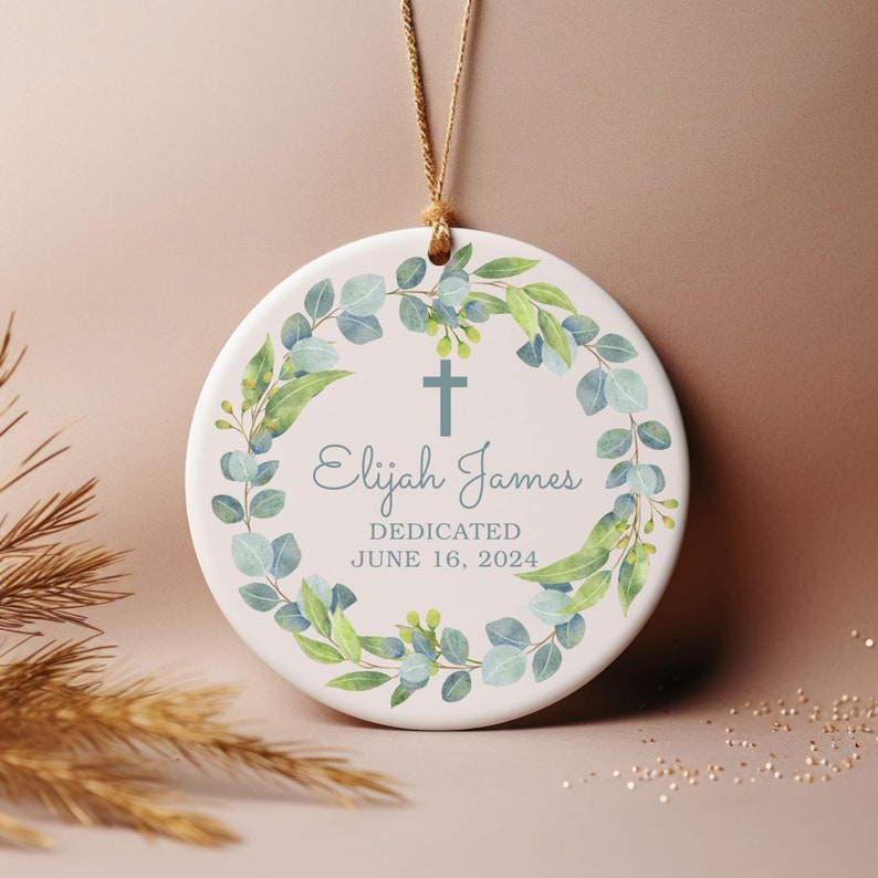 Personalized Baby Dedication Day Verse Porcelain Ornament Dedicate Gift for Boy Girl Custom Baptism Child Christian Keepsake Religious Gift