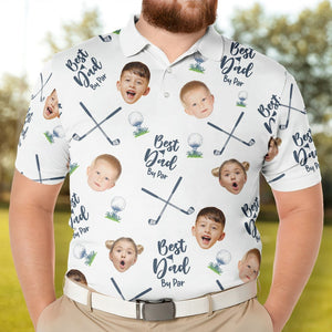 Best Dad By Par Personalized Polo Shirt with Face, Customized Polo for Golfer, Great Gift for Dad, Father, Golf Gift for Men, Golf Shirt