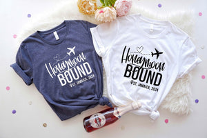 Honeymoon Bound Shirt, Custom Honeymoon Vacation Shirt, Personalized Honeymoon Location Shirts, Newlywed Shirt, Couple Matching T-Shirt