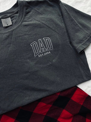 Custom Embroidered Father's Day T-shirt, Name On Sleeve With Icon, Daddy Est Year Shirt, Gift For New Dad, Father's Day Gift