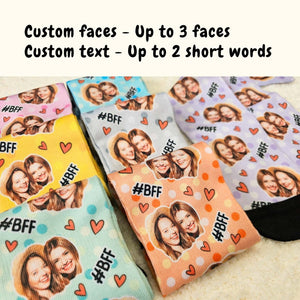 Custom Face Socks, Personalized Best Friends Photo Sock, Picture Face on Socks, Customized Funny Photo Gift For Her, Him, Friends BFF