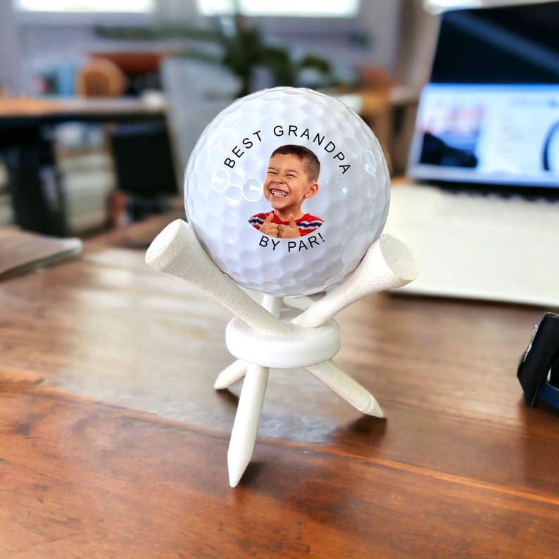 Best Grandpa By Far - Fun Golf Gift for Dad or Grandpa - Personalized Photo Golf Ball
