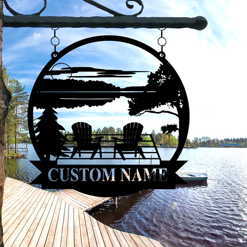 Personalized Lake House Metal Sign, Forest Lake Sign, Custom Lake House Name Sign, Camping Metal sign, Lake House Decor, Front Porch Decor