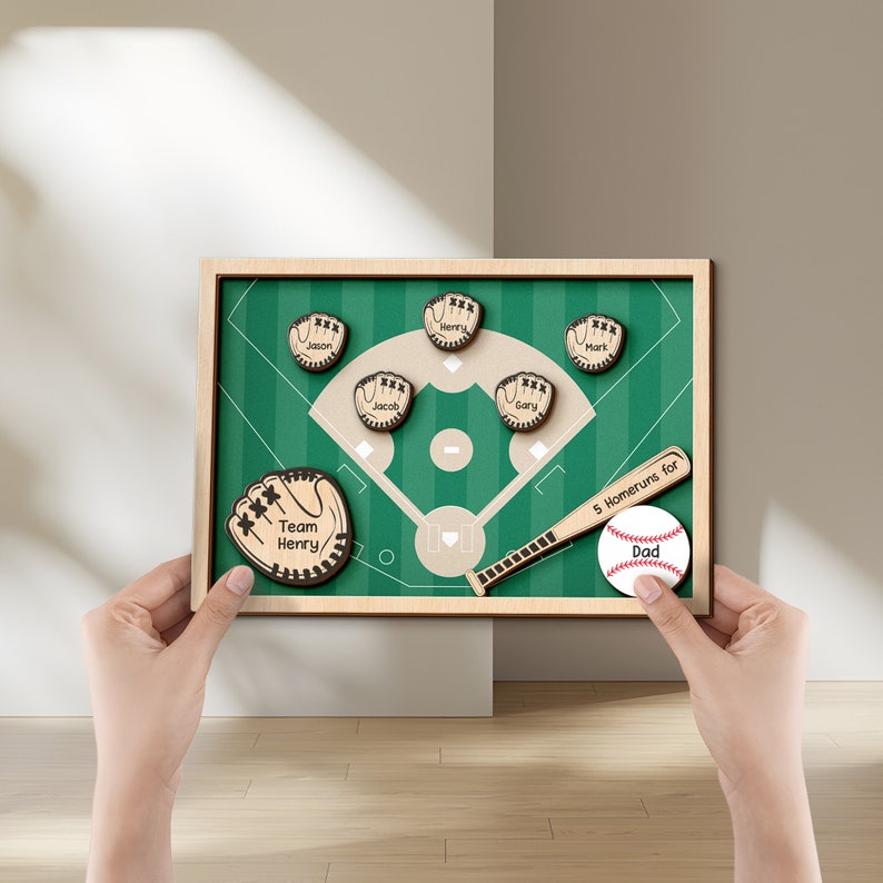 Personalized Dad or Grandpa Baseball Frame Sign, Custom Father's Day Gift, Baseball Gift for Dad Gift for Grandpa, Grandparents sign