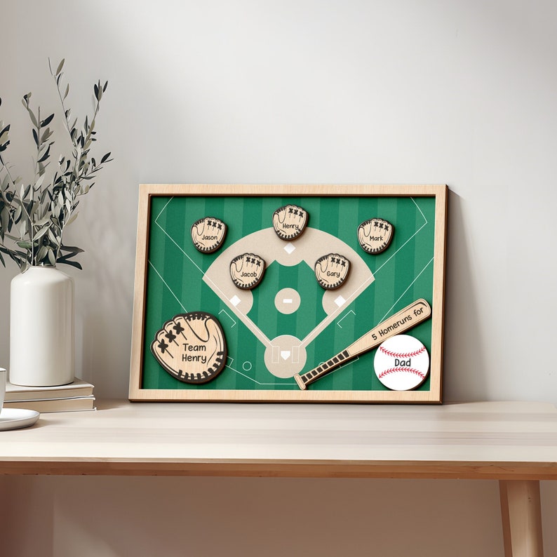 Personalized Dad or Grandpa Baseball Frame Sign, Custom Father's Day Gift, Baseball Gift for Dad Gift for Grandpa, Grandparents sign