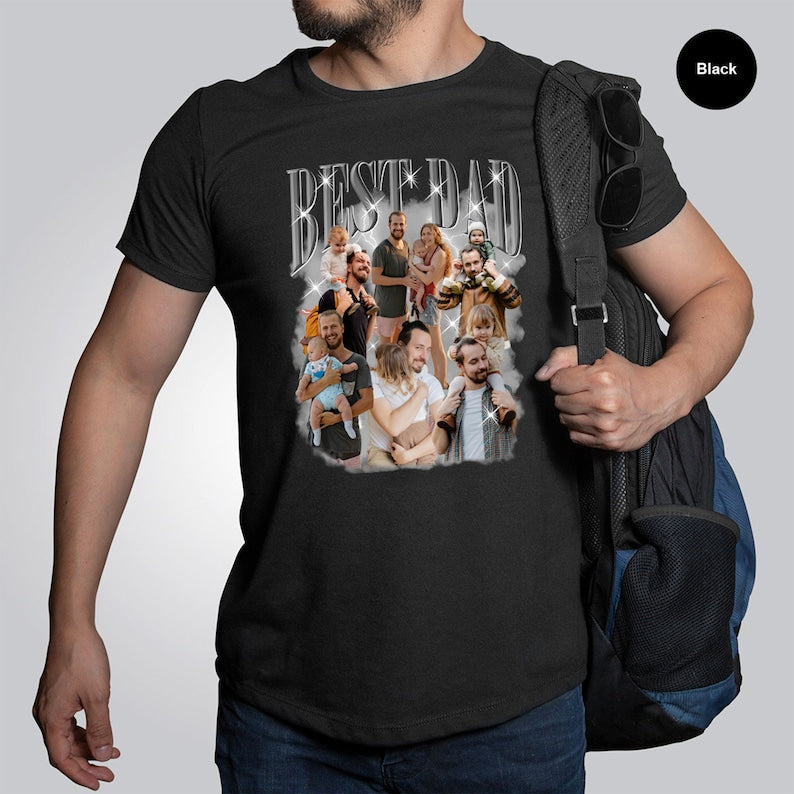 Dad Customized Bootleg Shirt, Custom Dad T shirt, Custom Photo Shirt, Best Dad Ever Shirt, Father's Day, Your Vintage Design Bootleg Rap Tee