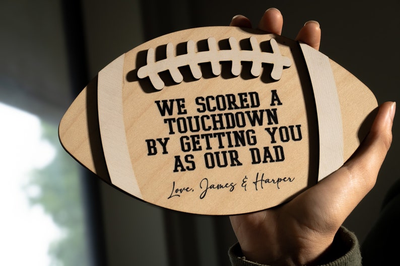 Football Sign For Dads, Father's Day Gift from Kids, We Scored A Touchdown By Getting You As Our Dad, Gifts for Dads Grandpa Sports Dad Gift