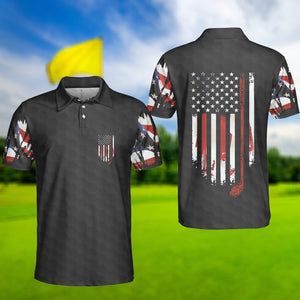 Golf USA Polo Shirt, American Flag Patriotic Golf Polo Shirt For Men, Golfer Gift, Gift For Dad Birthday, Father's Day