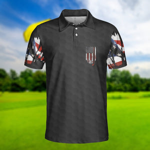 Golf USA Polo Shirt, American Flag Patriotic Golf Polo Shirt For Men, Golfer Gift, Gift For Dad Birthday, Father's Day