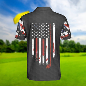 Golf USA Polo Shirt, American Flag Patriotic Golf Polo Shirt For Men, Golfer Gift, Gift For Dad Birthday, Father's Day