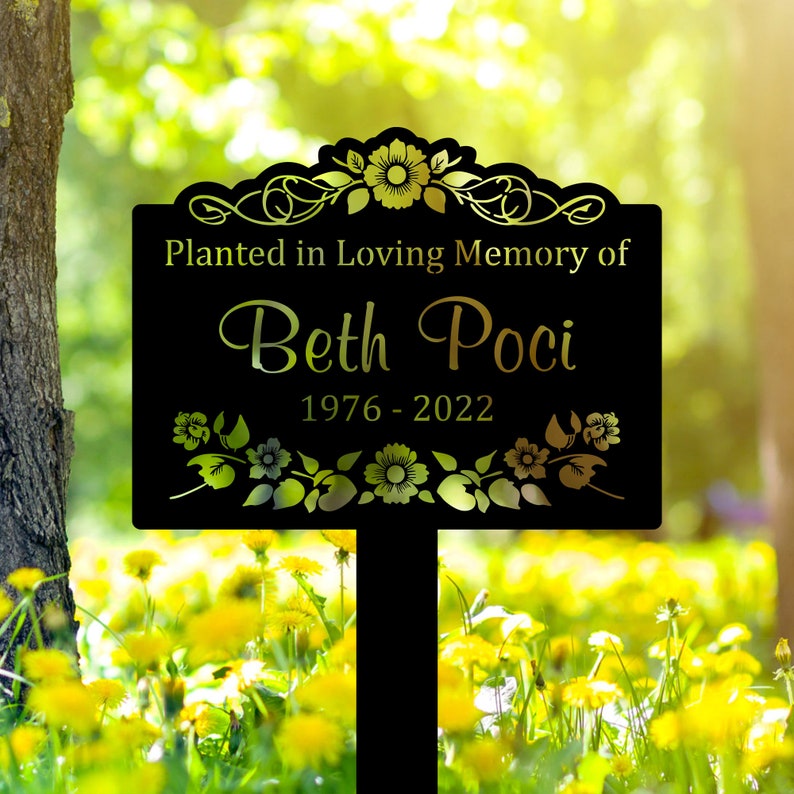Custom Memorial Tree Sign With Stake, Metal Name Plate, Metal Memorial Marker, Tree Plaque Marker, Memorial Marker, Metal Garden Marker,Gift