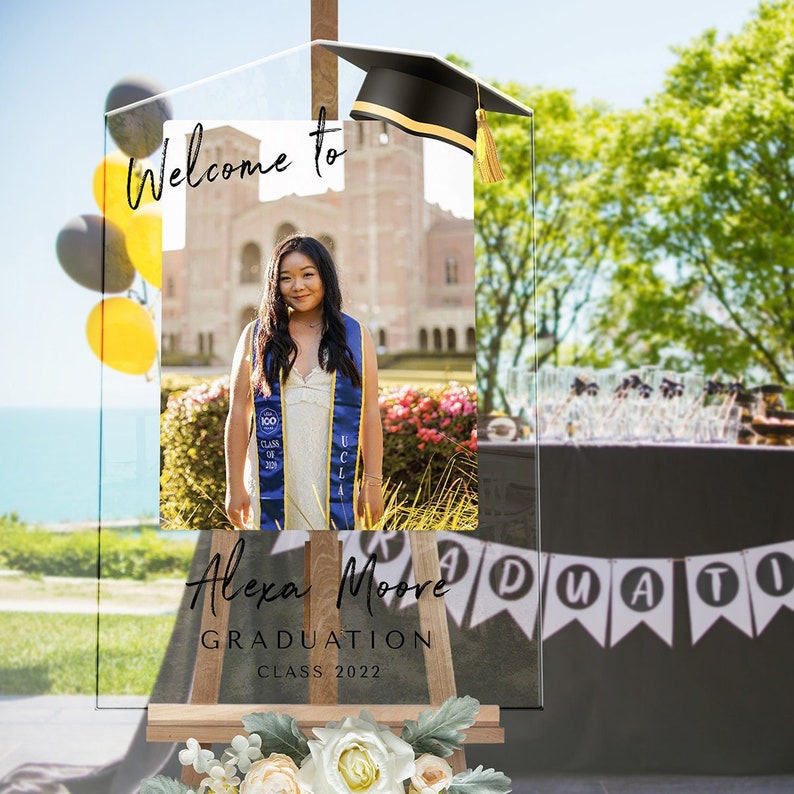 Personalized Graduation Sign, Graduation Photo Sign, Graduation Party Sign with Picture, Custom Acrylic Graduation Party Decorations