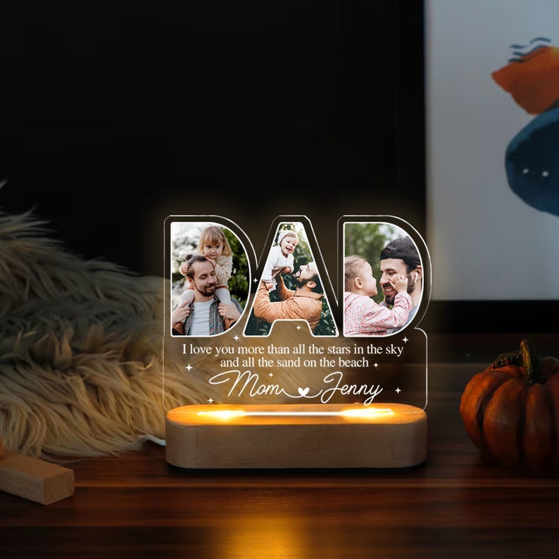 Personalized Dad Photo Collage Night Light, Custom Dad Photo Gift, Father's Day Gift, Gift For Dad, Gift For Husband, Best Dad Gift