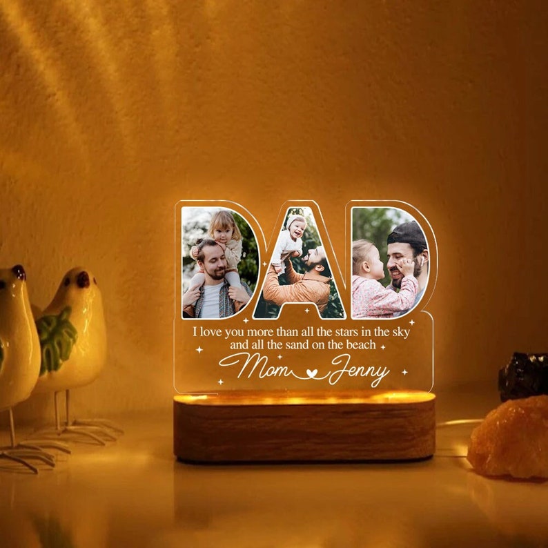 Personalized Dad Photo Collage Night Light, Custom Dad Photo Gift, Father's Day Gift, Gift For Dad, Gift For Husband, Best Dad Gift