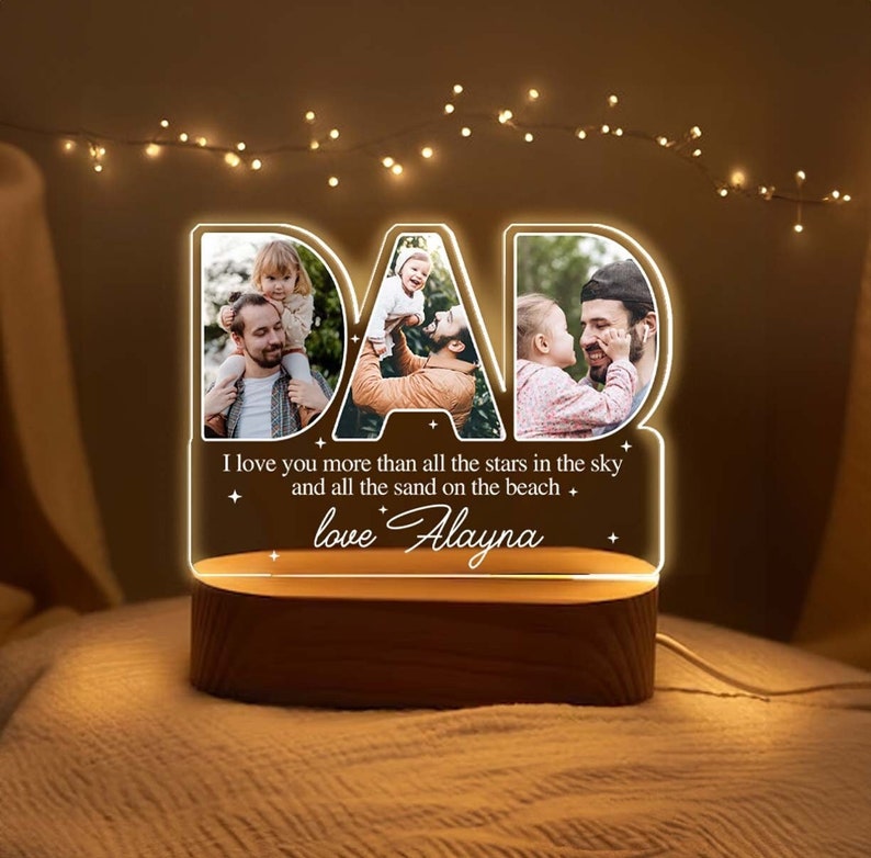 Personalized Dad Photo Collage Night Light, Custom Dad Photo Gift, Father's Day Gift, Gift For Dad, Gift For Husband, Best Dad Gift