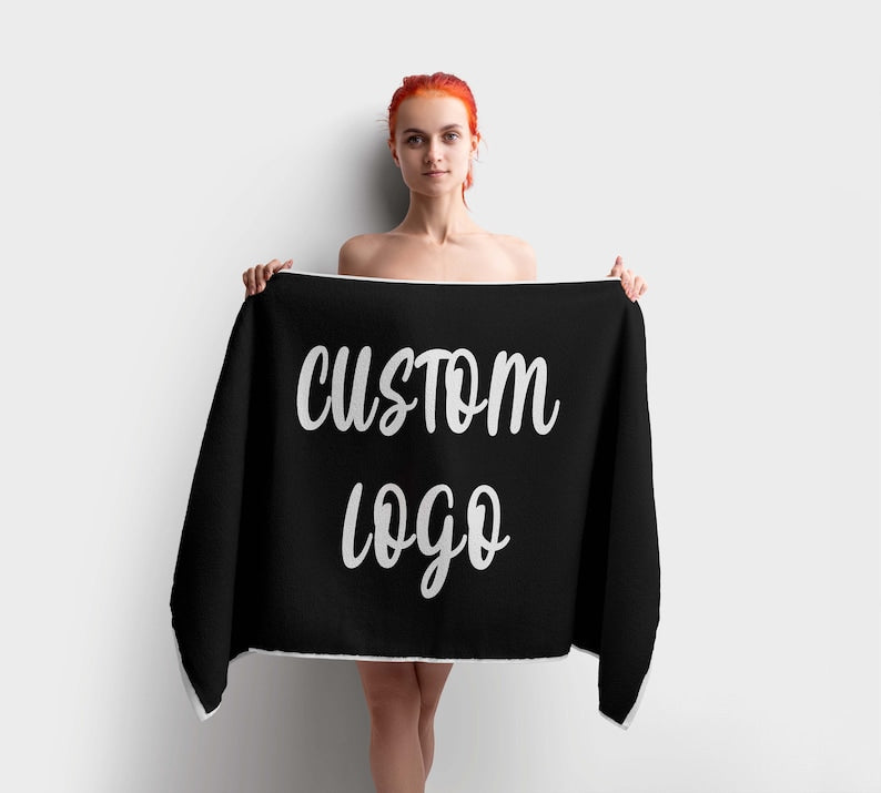Custom Logo Beach Towel, Pool Towel Gift Appreciation, Towel Gifts for Coworker,Your Logo Here,Beach Print,Towel With Your Logo,Company Logo