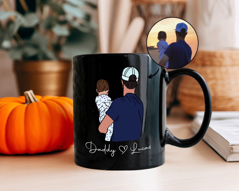 Custom Photo Mug for Dad, Personalized Dad Portrait Coffee Mug, Fathers Day Gifts, Dad Birthday Gifts, Gift for Husband, Gift for Him